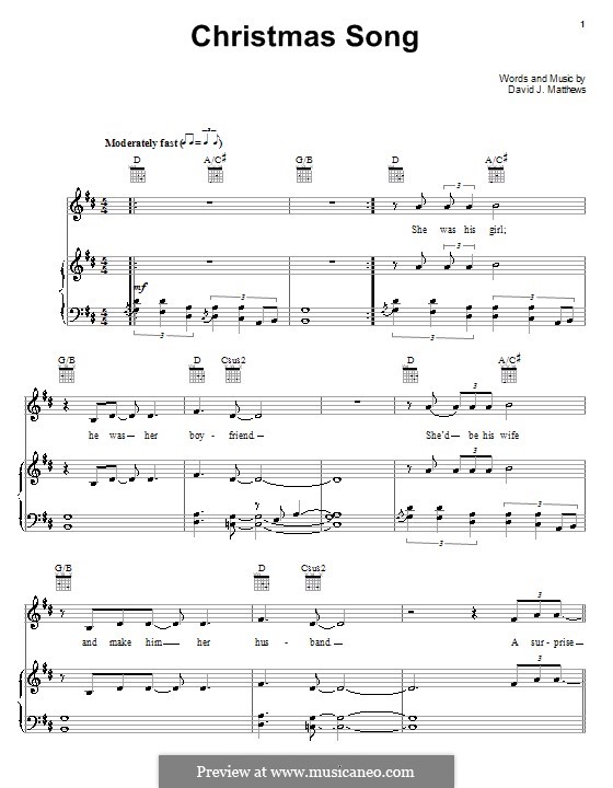 Christmas Song (Dave Matthews Band): Для голоса и фортепиано (или гитары) by David J. Matthews