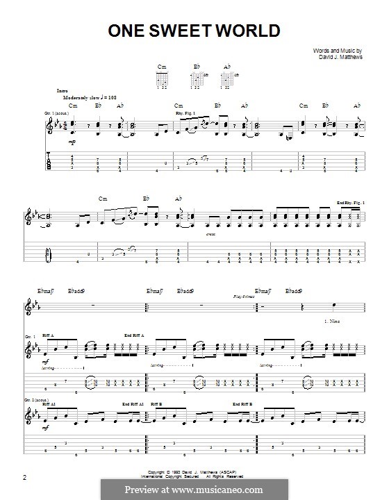 One Sweet World (Dave Matthews Band): Для гитары (очень легкая версия) by David J. Matthews