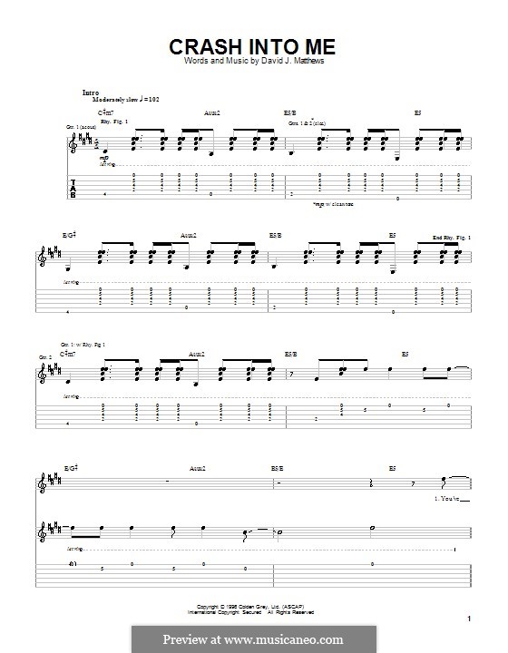 Crash Into Me (Dave Matthews Band): Гитарная табулатура by David J. Matthews
