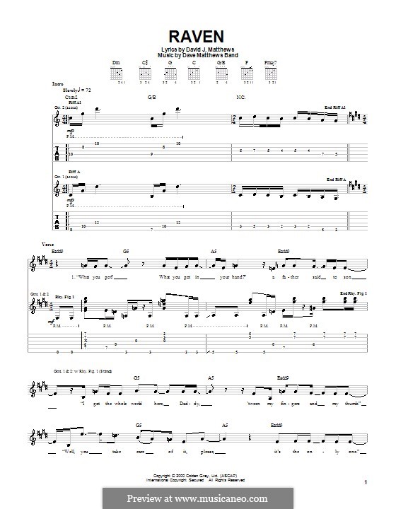Raven (Dave Matthews Band): Гитарная табулатура by David J. Matthews