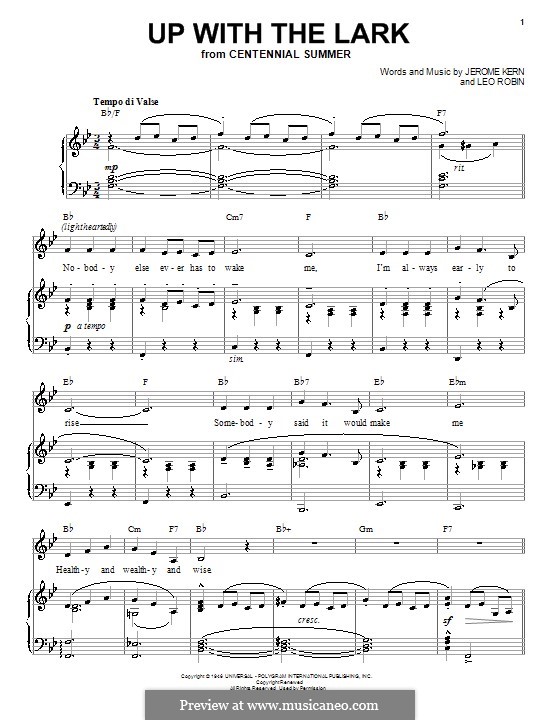 Up with the Lark: Для голоса и фортепиано (или гитары) by Джером Керн, Leo Robin