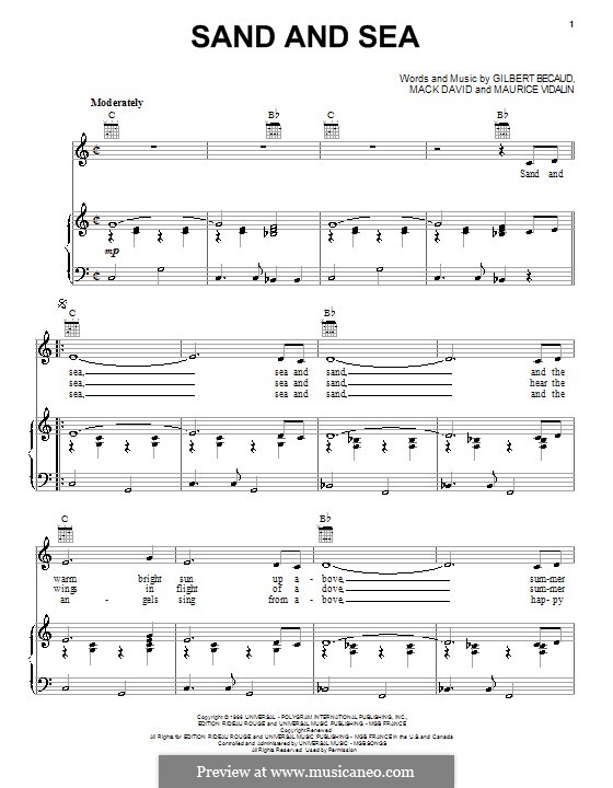 Sand and Sea (Frank Sinatra): Для голоса и фортепиано (или гитары) by Gilbert Becaud, Mack David, Maurice Vidalin