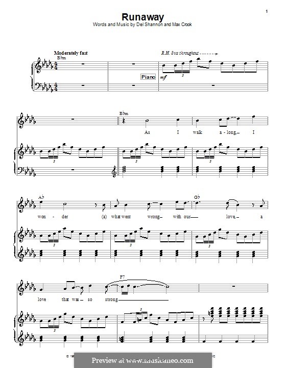 Runaway: Для голоса и фортепиано (или гитары) by Del Shannon, Max Crook