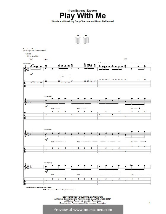 Play with Me (Extreme): Гитарная табулатура by Gary Cherone, Nuno Bettencourt