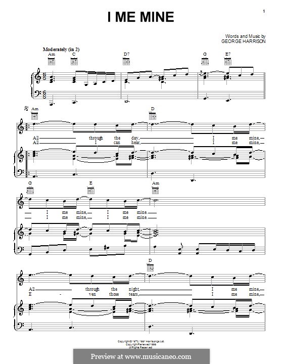 I Me Mine (The Beatles): Для голоса и фортепиано (или гитары) by George Harrison