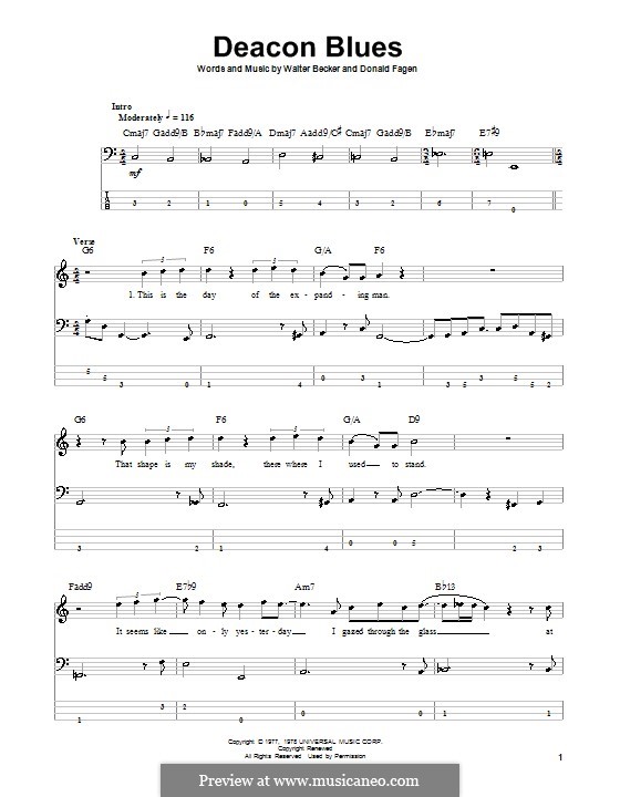 Deacon Blues (Steely Dan): Для бас-гитары с табулатурой by Donald Fagen, Walter Becker