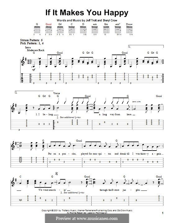 If It Makes You Happy: For easy guitar with tab by Jeffrey Trott, Sheryl Crow