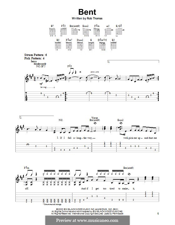 Bent (Matchbox Twenty): Для гитары (очень легкая версия) by Rob Thomas