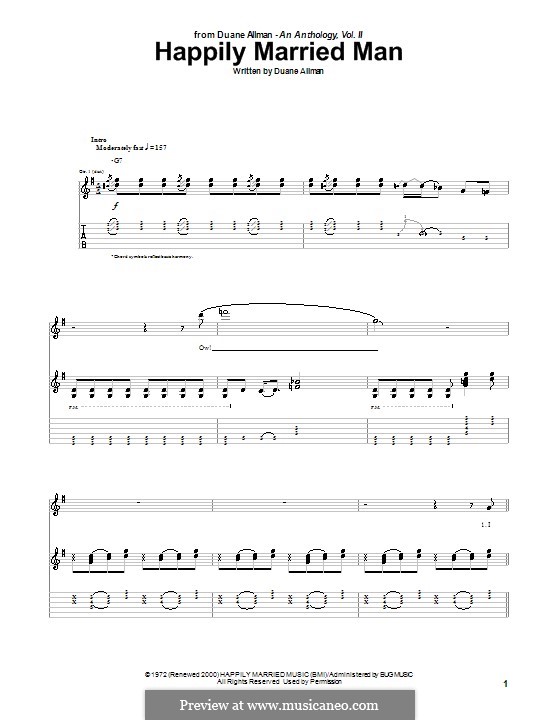 Happily Married Man: Для гитары с табулатурой by Duane Allman