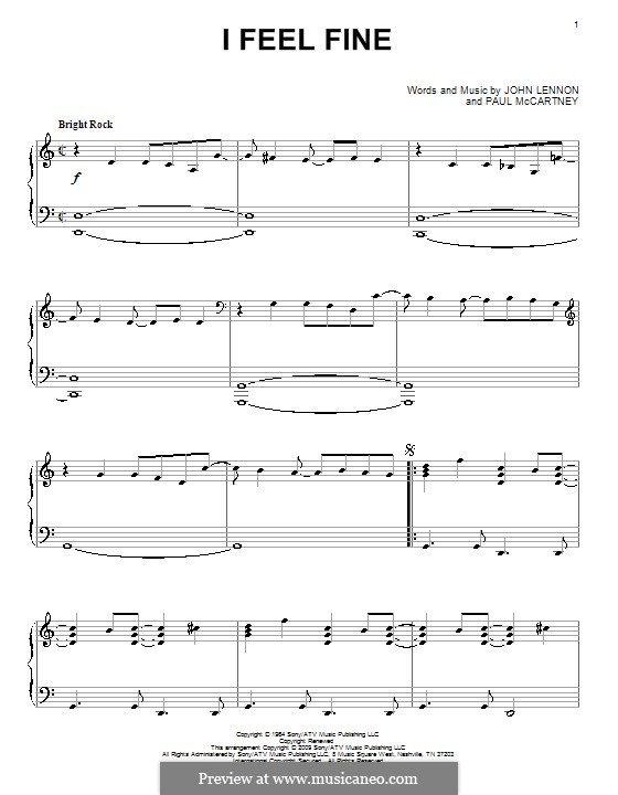 I Feel Fine (The Beatles): Для фортепиано by John Lennon, Paul McCartney