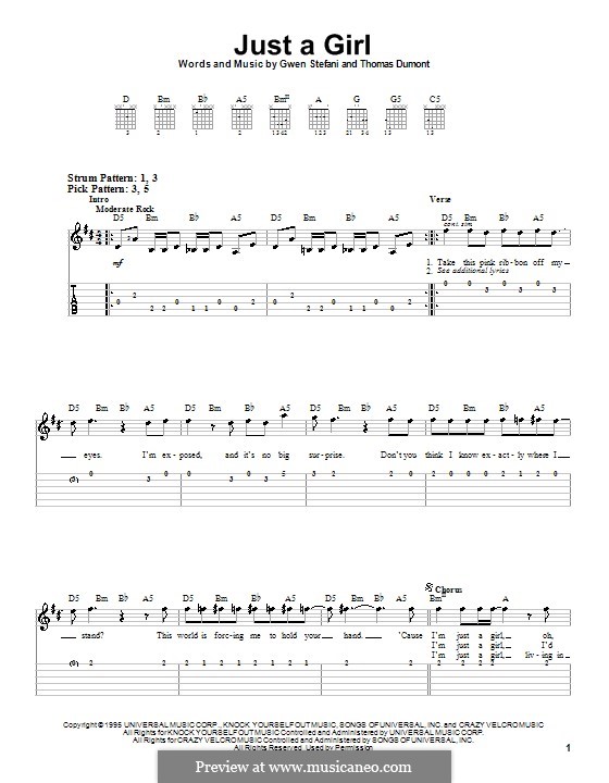 Just a Girl (No Doubt): Для гитары (очень легкая версия) by Gwen Stefani, Thomas Dumont