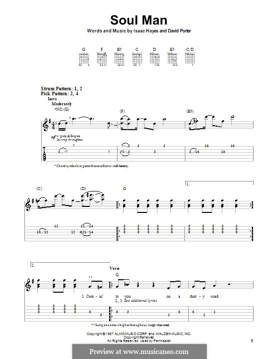Soul Man (Sam & Dave): Для гитары (очень легкая версия) by David Porter, Isaac Hayes