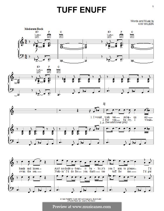Tuff Enuff (The Fabulous Thunderbirds): Для голоса и фортепиано (или гитары) by Kim Wilson