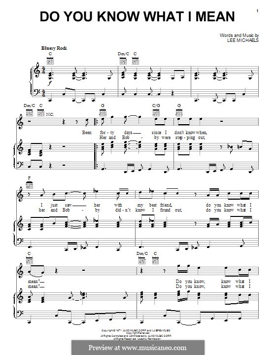 Do You Know What I Mean: Для голоса и фортепиано (или гитары) by Lee Michaels