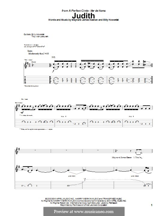 Judith (A Perfect Circle): Гитарная табулатура by Billy Howerdel, Maynard James Keenan