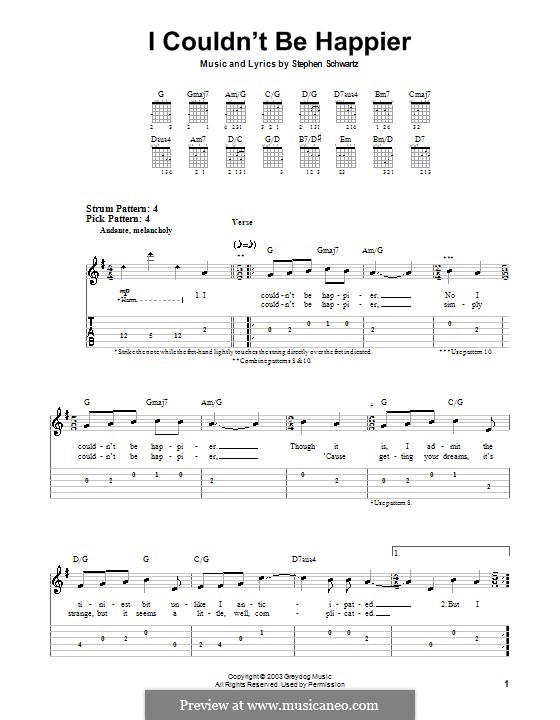 I Couldn't Be Happier: Для гитары (очень легкая версия) by Stephen Schwartz