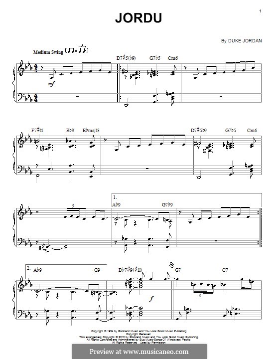 Jordu: Для фортепиано by Duke Jordan