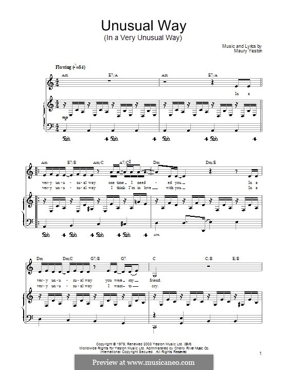 Unusual Way (In a Very Unusual Way): Для голоса и фортепиано (или гитары) by Maury Yeston