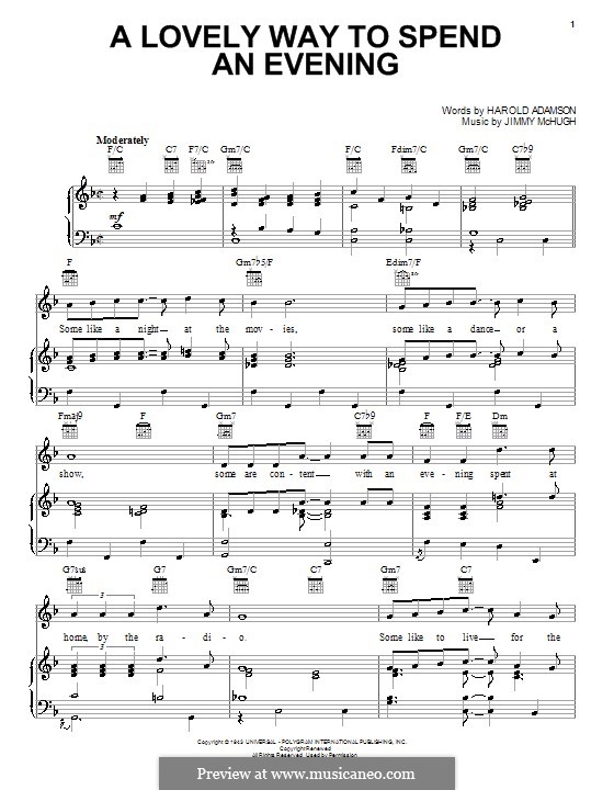 A Lovely Way to Spend an Evening (Frank Sinatra): Для голоса и фортепиано (или гитары) by Jimmy McHugh