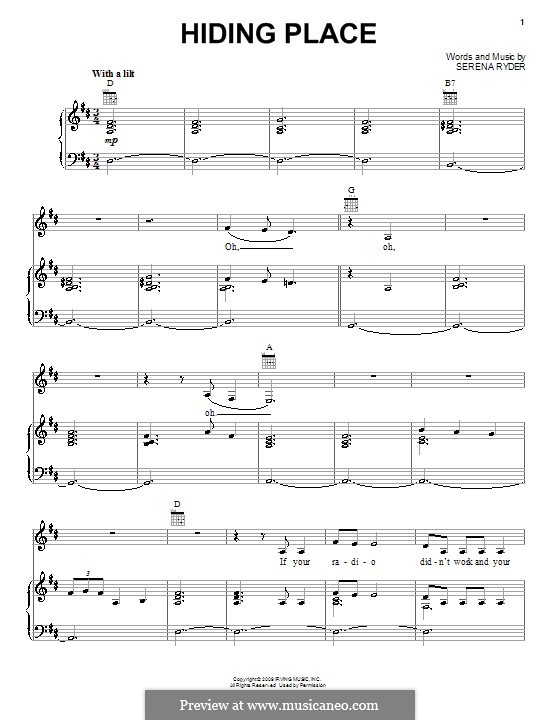 Hiding Place: Для голоса и фортепиано (или гитары) by Serena Ryder