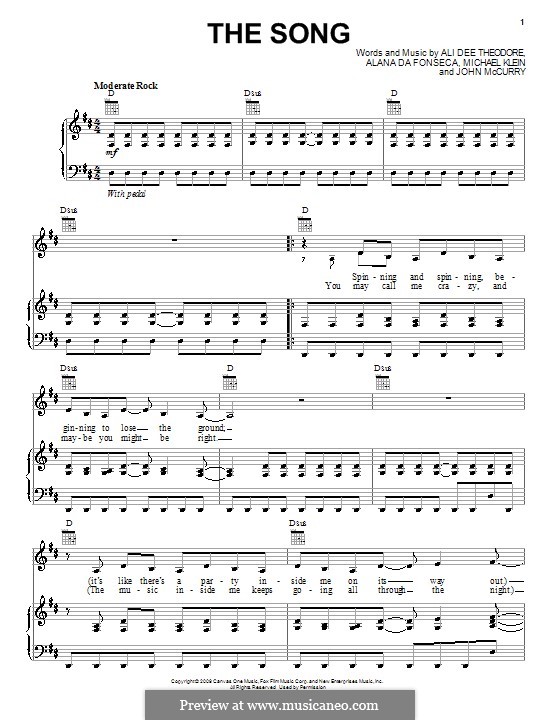 The Song (Alvin and The Chipmunks): Для голоса и фортепиано (или гитары) by Alana Da Fonseca, Ali Dee Theodore, John McCurry, Michael Klein