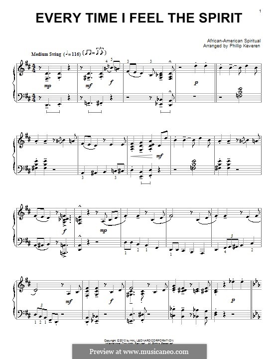 Every Time I Feel the Spirit: Для фортепиано by folklore