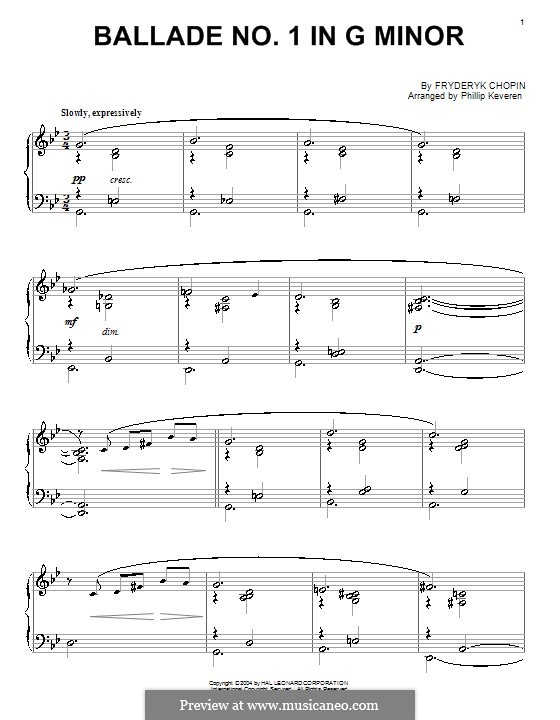 Баллада No.1 соль минор, Op.23: Version by P. Keveren by Фредерик Шопен