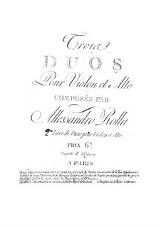 Три дуэта для скрипки и альта, BI 87, 39, 78 Op.2: Три дуэта для скрипки и альта by Алессандро Ролла