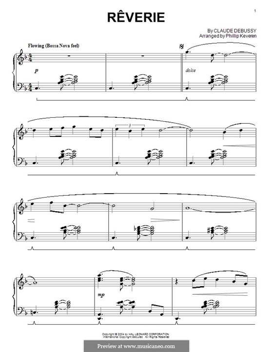 Rêverie, L.68: Для фортепиано (version by P. Keveren) by Клод Дебюсси