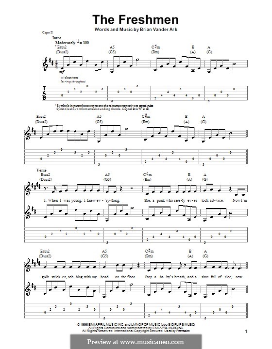 The Freshmen (The Verve Pipe): Для гитары с табулатурой by Brian Vander Ark