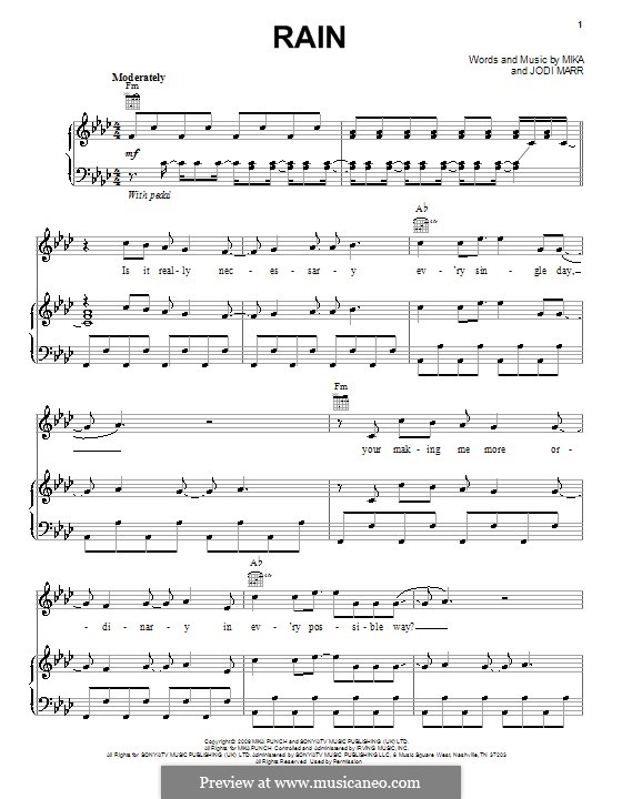 Rain: Для голоса и фортепиано (или гитары) by Mika, Jodi Marr