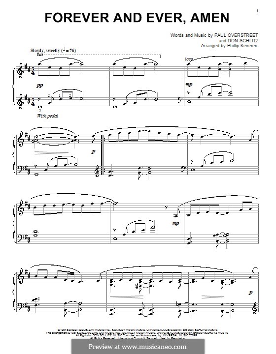 Forever and Ever, Amen (Randy Travis): Для фортепиано by Don Schlitz, Paul Overstreet