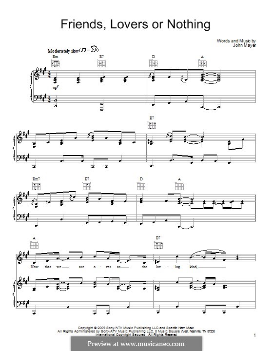 Friends, Lovers or Nothing: Для голоса и фортепиано (или гитары) by John Mayer