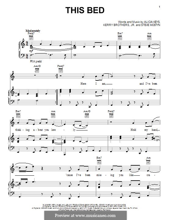This Bed (Alicia Keys): Для голоса и фортепиано (или гитары) by Kerry Brothers, Steve Mostyn