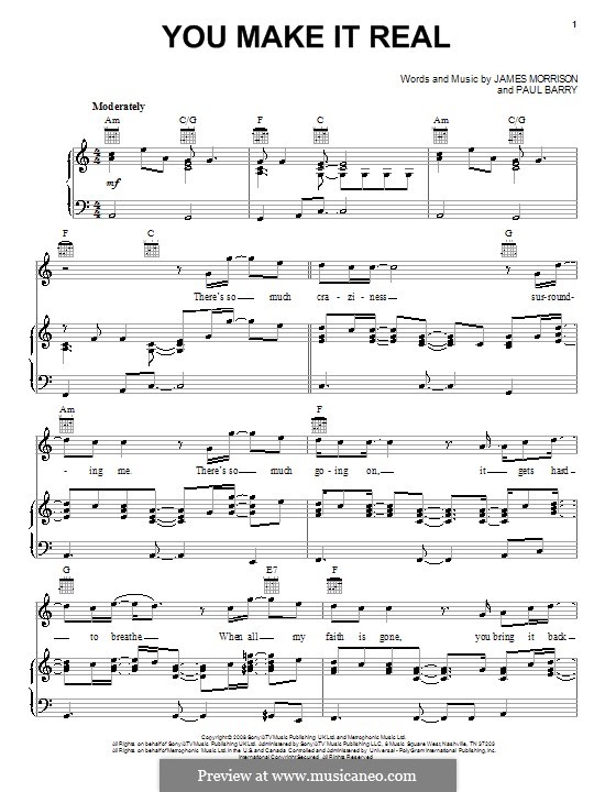 You Make It Real (James Morrison): Для голоса и фортепиано (или гитары) by Paul Barry
