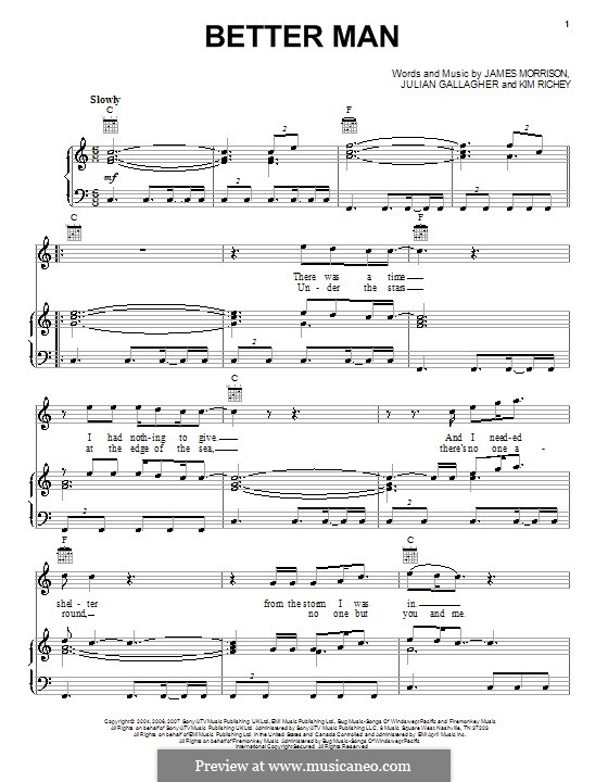Better Man (James Morrison): Для голоса и фортепиано (или гитары) by Julian Gallagher, Kim Richey
