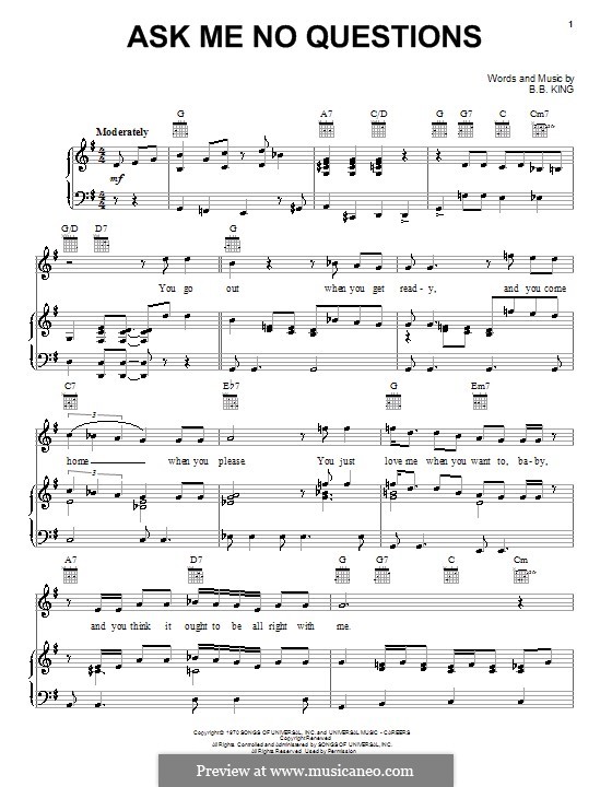 Ask Me No Questions: Для голоса и фортепиано (или гитары) by B.B. King
