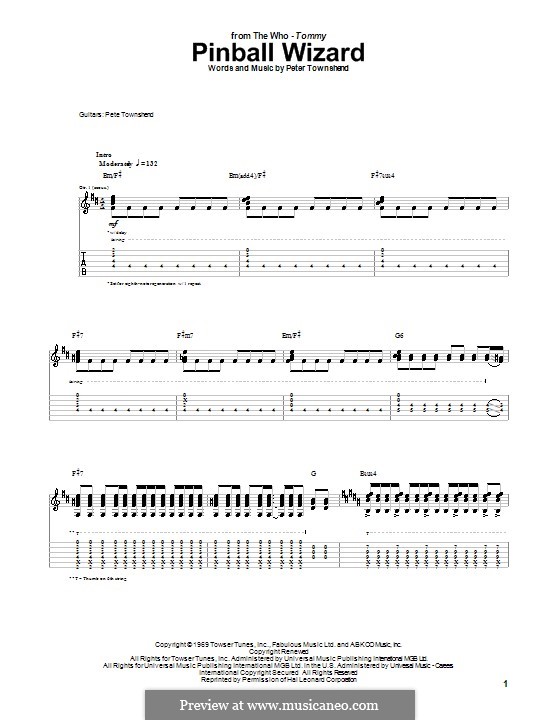 P. Townshend Pinball Wizard (The Who) ноты на MusicaNeo