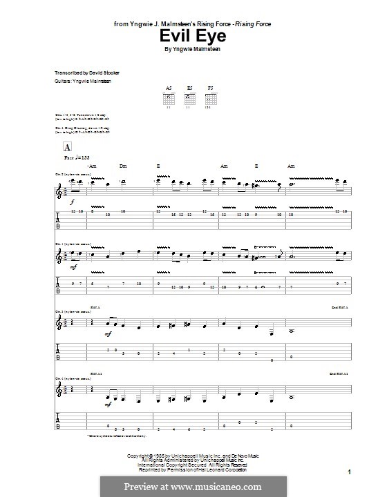 Evil Eye: Для гитары с табулатурой by Yngwie Malmsteen