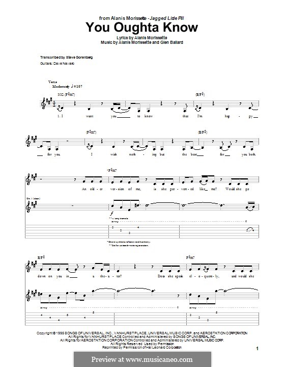 You Oughta Know: Гитарная табулатура by Glen Ballard