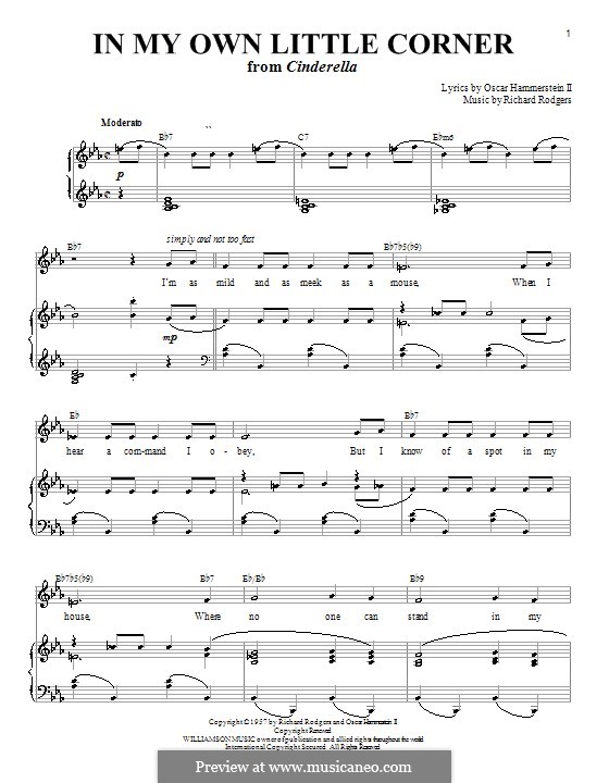 In My Own Little Corner (from Cinderella): Для голоса и фортепиано или гитары (ми бемоль мажор) by Richard Rodgers