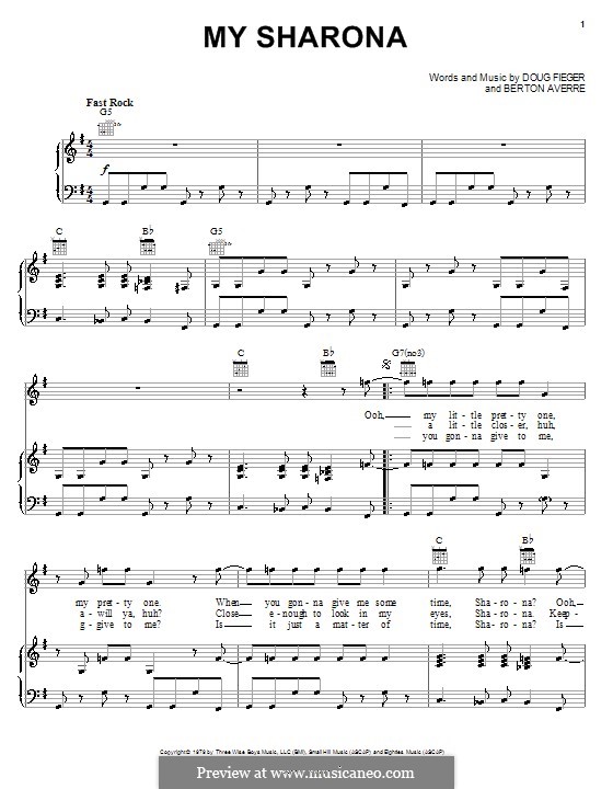 My Sharona (The Knack): Для голоса и фортепиано (или гитары) by Berton Averre, Douglas Fieger