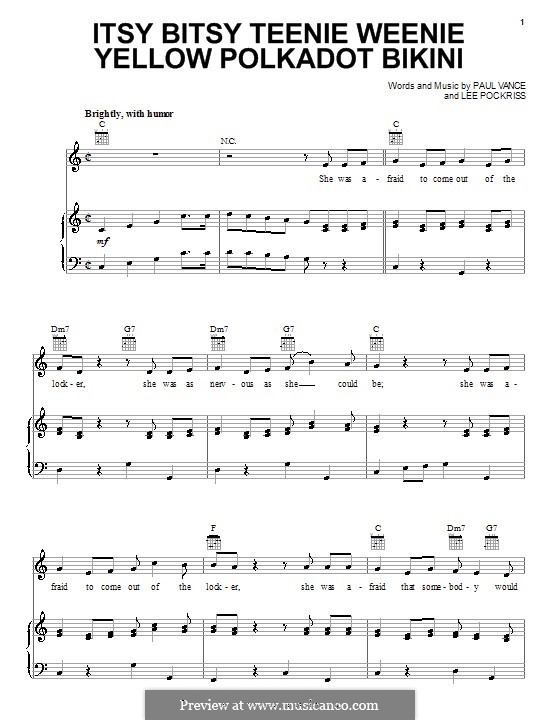 Itsy Bitsy Teenie Weenie Yellow Polka Dot Bikini: Для голоса и фортепиано (или гитары) by Lee Pockriss, Paul J. Vance