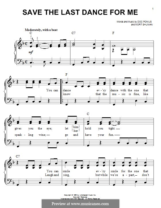 Save the Last Dance for Me (The Drifters): Для начинающего пианиста by Doc Pomus, Mort Shuman