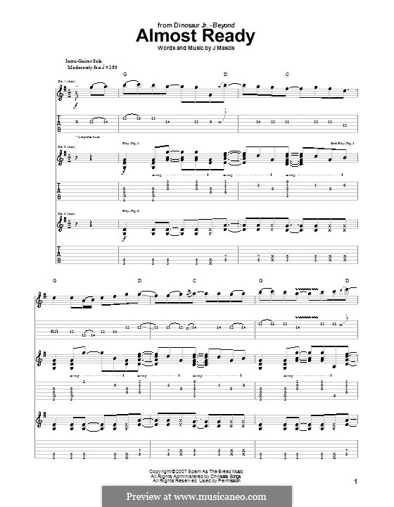 Almost Ready (Dinosaur Jr.): Гитарная табулатура by Joseph Mascis Jr.