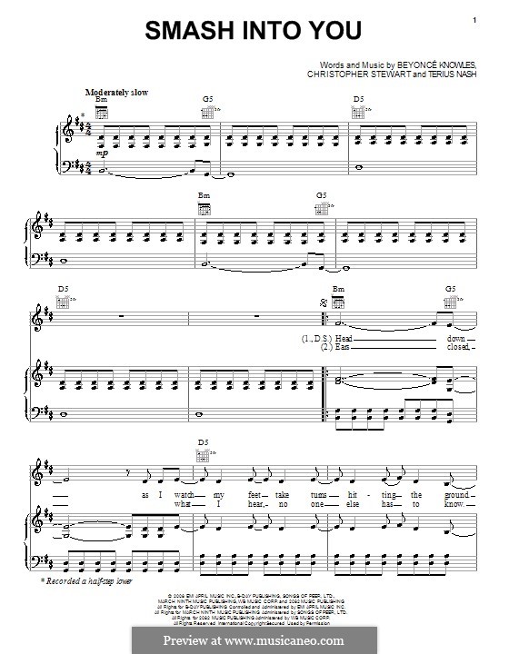 Smash Into You (Beyonce): Для голоса и фортепиано (или гитары) by Tricky Stewart , Terius Nash