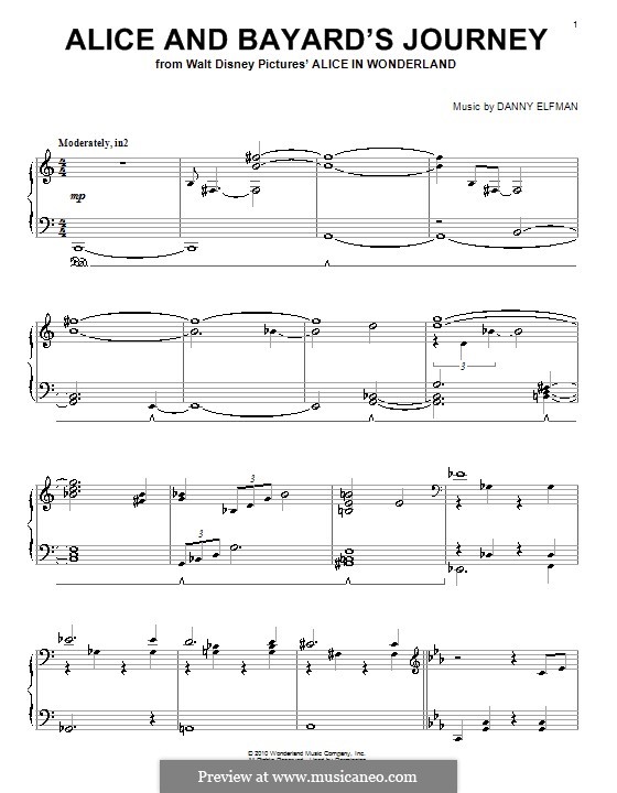 Alice and Bayard's Journey: Для фортепиано by Danny Elfman