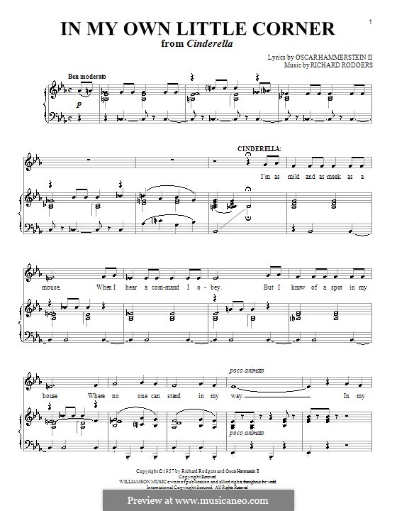 In My Own Little Corner (from Cinderella): Для голоса и фортепиано или гитары (ми бемоль мажор) by Richard Rodgers