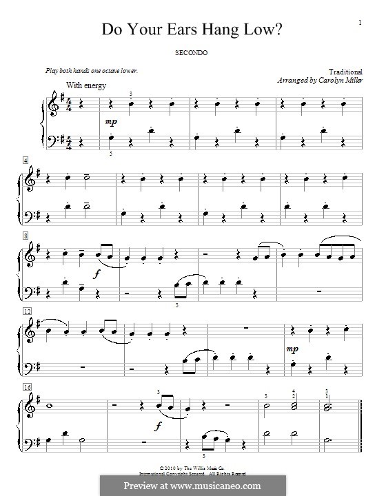 Do Your Ears Hang Low?: Для фортепиано в 4 руки by folklore