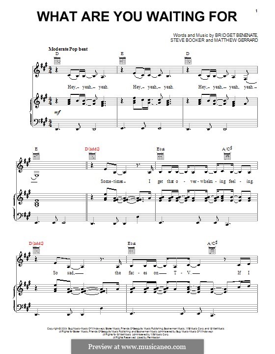 What Are You Waiting for (Natalie Grant): Для голоса и фортепиано (или гитары) by Bridget Benenate, Matthew Gerrard, Steve Booker